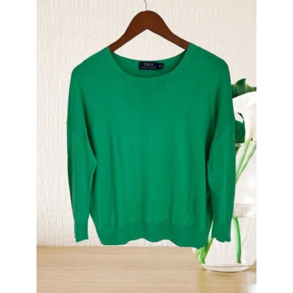 Polo Ralph Lauren Green Knit Sweater Cotton Silk Lightweight & Breathable Versat - Picture 1 of 7